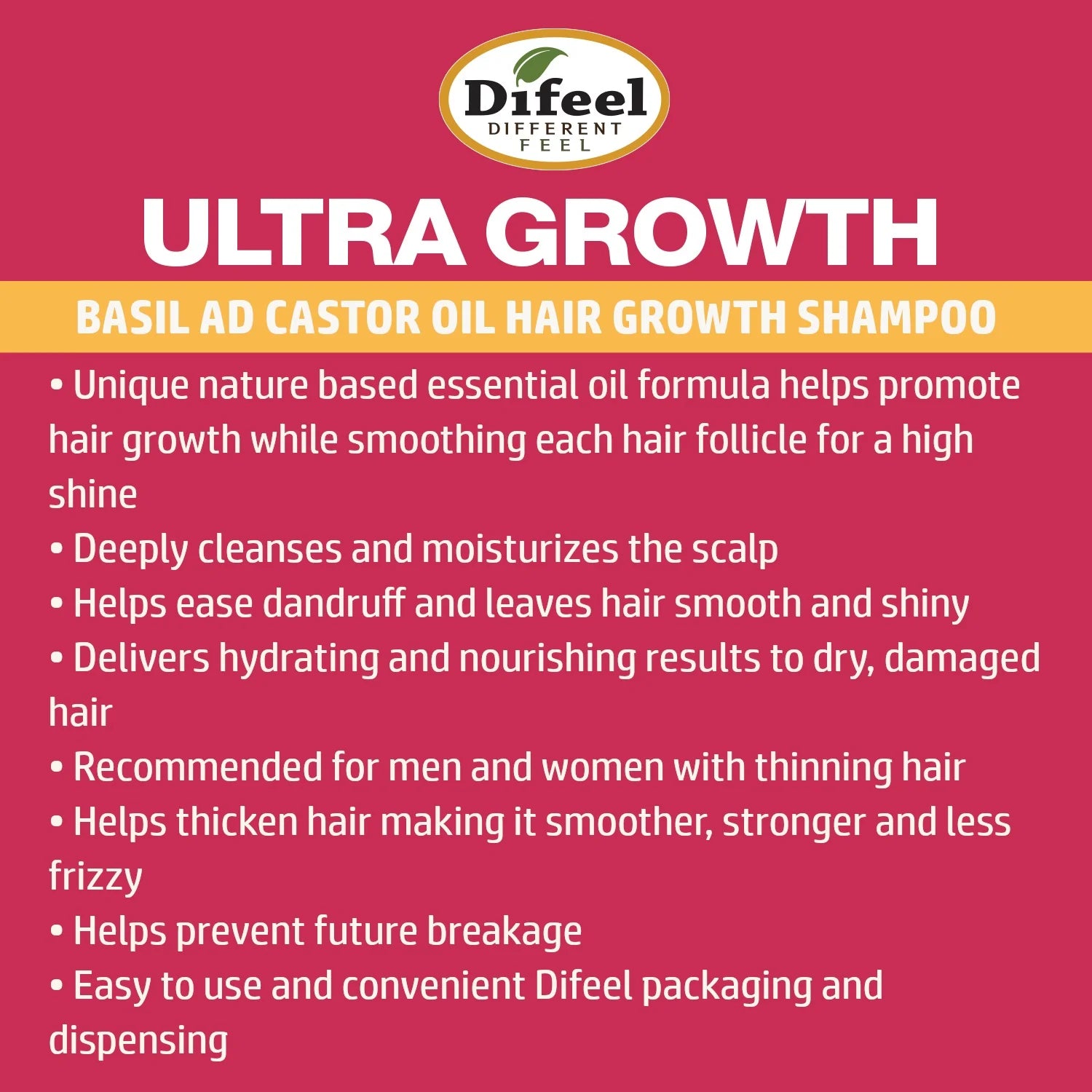 Difeel Ultra Growth with Basil & Castor Oil Shampoo 12oz