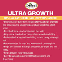 Difeel Ultra Growth with Basil & Castor Oil Shampoo 12oz