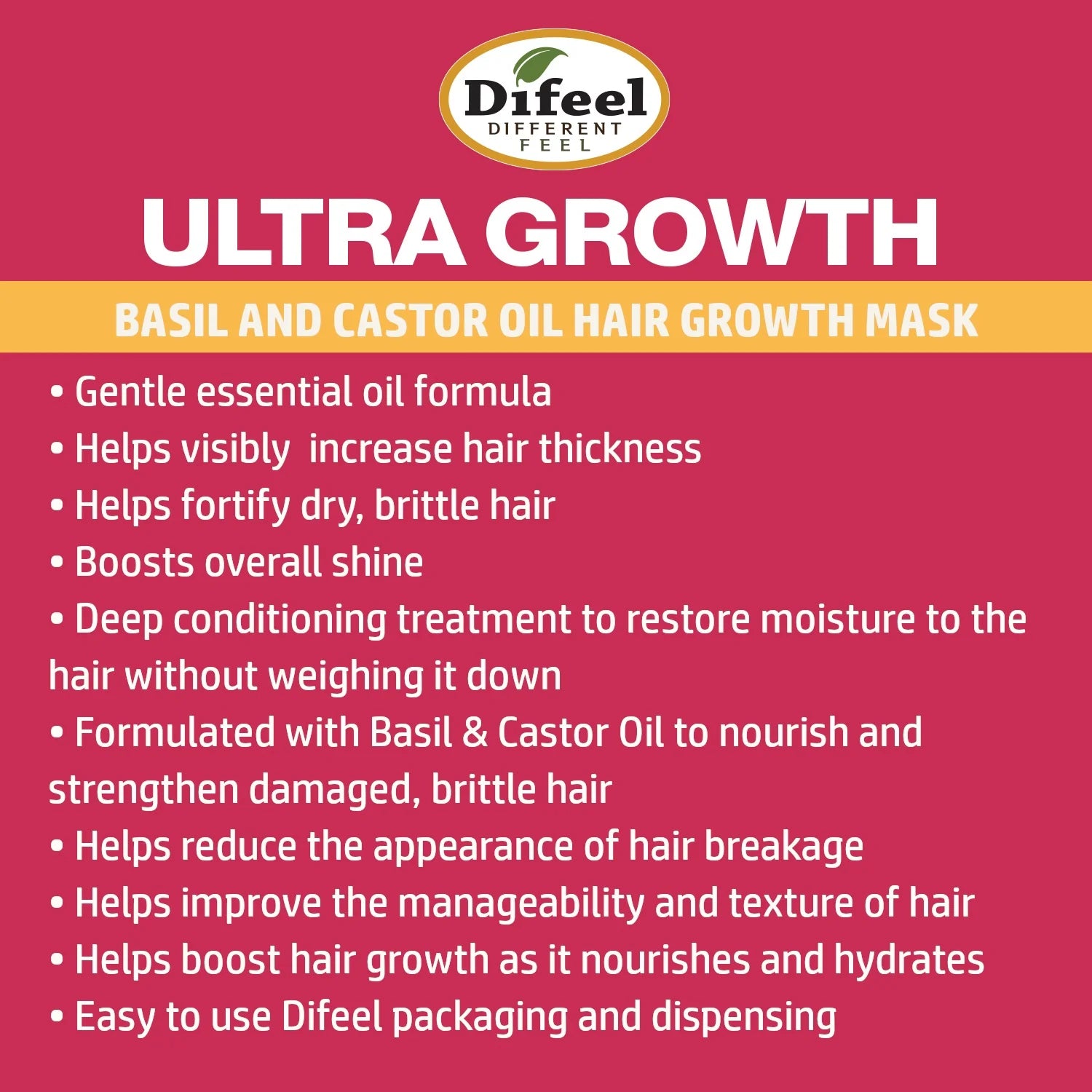 Difeel Ultra Growth with Basil & Castor Oil Hair Mask 8oz