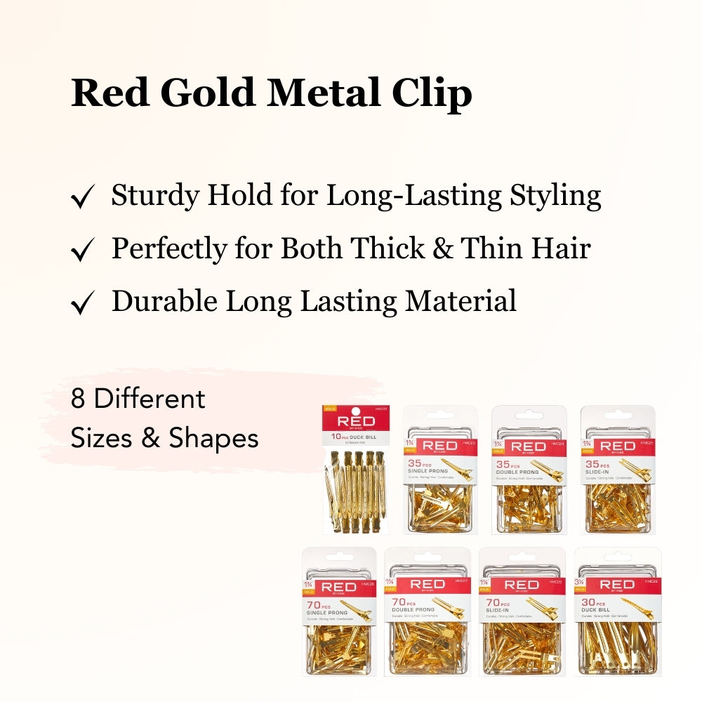 Red by Kiss Gold Single-Prong Clips 1 3/4" - 35pcs